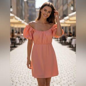 Abercrombie & Fitch Puffed Sleeve Peach Dress Size XL.